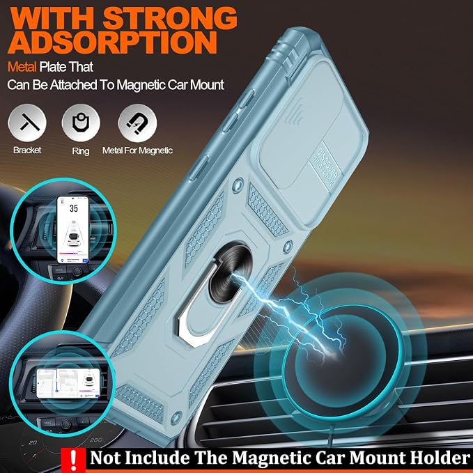 Gritup for S21 Ultra Case: Galaxy S21 Ultra 5G Case with Screen Protector*2 | Magnetic Stand & Slide Camera Cover | Shock Proof Military-Grade para Samsung S 21 Ultra Cover, Green - Image 6