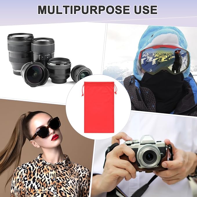 M METERXITY Ski Goggle Bag, Soft Microfiber Pouch Protective Storage Bags Case with Drawstring for Snow Goggles/Camera Lenses - Image 6