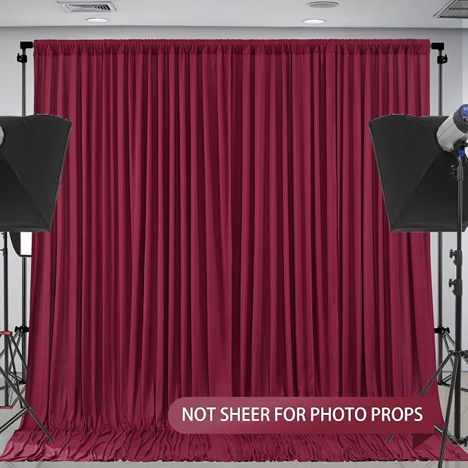 Burgundy Backdrop Curtain 2 Panels-Wrinkle-Free Champagne Curtains Polyester Photography Drapes for Baby Shower Birthday Party Photo Background Backdrop Stand- 8 X10FT (Burgundy) - Image 6