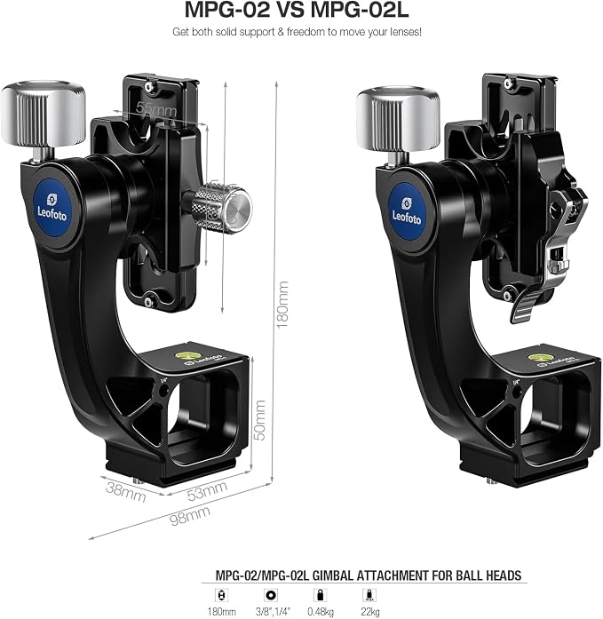 Leofoto MPG-02L Professional Gimbal Attachment for Tripod Heads, Fast Lever-Release Clamp with Safety Latch, Arca-Swiss Compatible Side Mount Head for Super Telephoto Lenses, Wildlife & Sports - Image 4