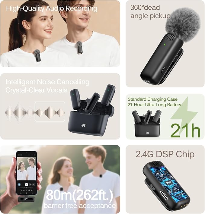 Labstandard Wireless Lavalier Lapel Microphone for iPhone, iPad, mini Video Recording Mic for Interview Video Podcast Vlog YouTube & Livestream, Noise Reduction, Plug & Play (J13 Pro) - Image 4