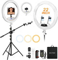 MACTREM Large 22" Ring Light with Stand, 75" Tripod for iPad iPhone Tatoo | LCD Display, Phone Tablet Clips, 2 USB Ports, Professional Lighting for Barber Makeup Streaming TikTok Video Recording Vlog by MACTREM