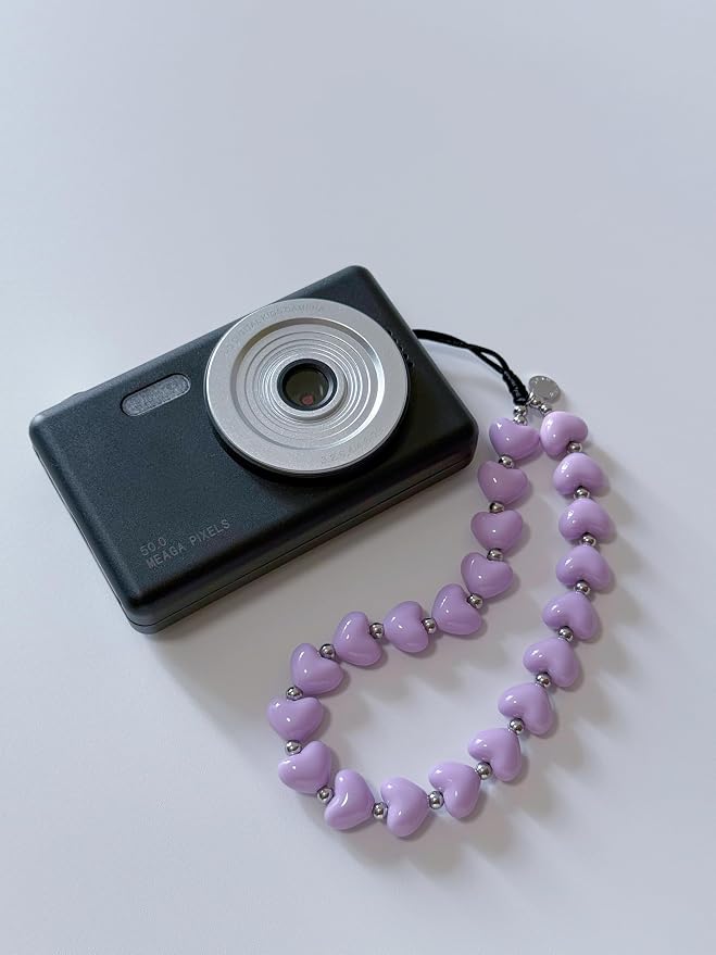 Drawwind Phone Charm Strap Cute Wrist Straps Cell Phone Charm String Y2K Aesthetic Lanyard Wristlet Chain for Case Camera AirPods Bags Keychains (Purple Hearts) - Image 6