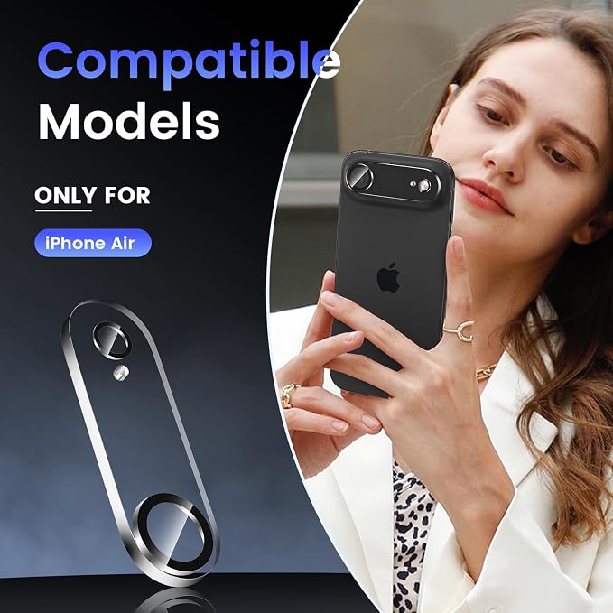 Tensea 3Pcs for iPhone Air Camera Lens Protector | Tempered Glass Film Camera Cover Lens Screen Protector, HD Clear, Full Edge to Edge, Case Friendly for iPhone 17 Air 6.5" - Image 2