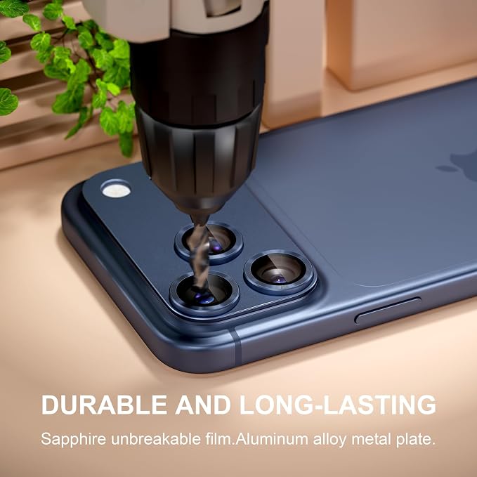 for iPhone 17 Pro Camera Lens Protector, Deep Blue | [Military Grade Shatterproof] [Strong Adsorption] [Case Friendly] Matte Metal Tempered Glass Camera Screen Cover Accessories - Image 4
