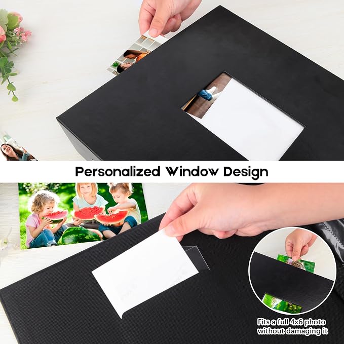 Veicevol Extra Large Photo Album 4x6 Pictures Holds 1000 Photos, Black | PU Leather Hardcover, Horizontal and Vertical Photos, Removable Black Acid-Free Pages, Family Wedding & Everyday Photos - Image 4