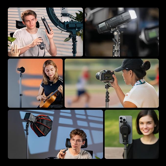 SMALLRIG 74.8"/ 6.23 ft Light Stand Photography, Compact Lighting Tripod | Portable Stand for Softbox, Flash, Ring Light, LED Video Lights, COB Light, Max Load 8.8lbs - 5475 - Image 8