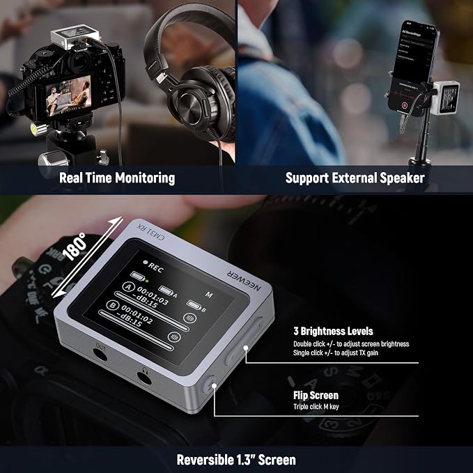 NEEWER CM31 Wireless Lavalier Microphone with 8GB Storage 820ft Range 48KHz 24Bit Noise Cancelling Compatible with iPhone iPad Android PC Camera YouTube/TikTok Stream Podcast Interview - Image 7