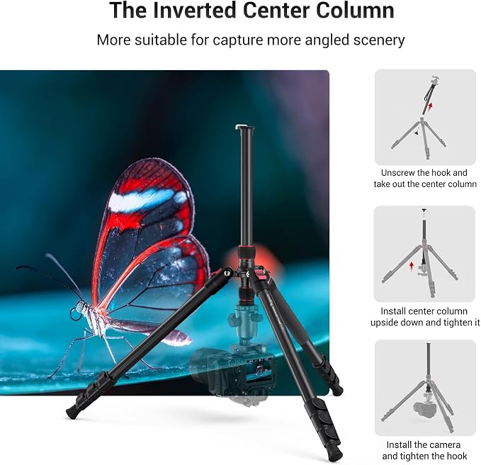 SmallRig T-10 68" Foldable Aluminum Camera Tripod/Monopod | Max. Payload 33lb, Height Adjustable from 19.7" to 67.7", Works With Cameras and Phones. - Image 3