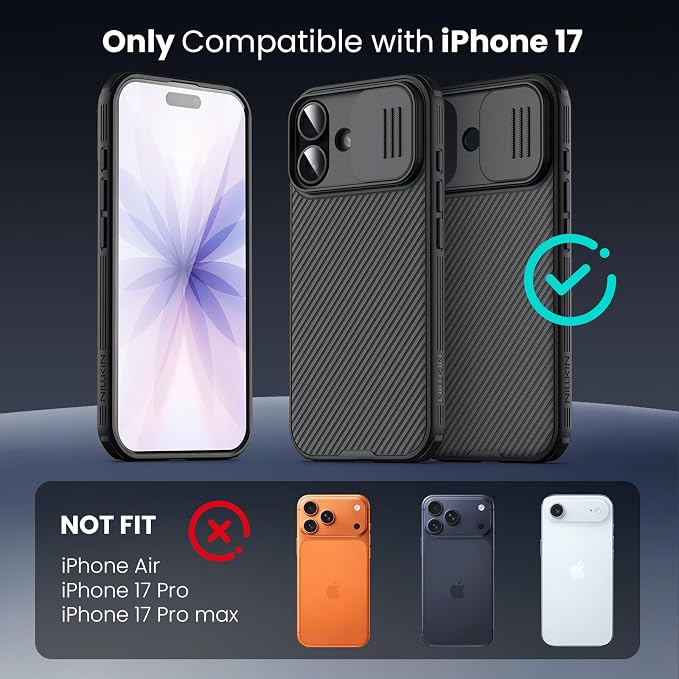 Nillkin for iPhone 17 Case with Slide Camera Cover & Thin Slim Fit | Shockproof Protective | Protector Privacy | Phone Case Camera Lens Protector, Black - Image 10