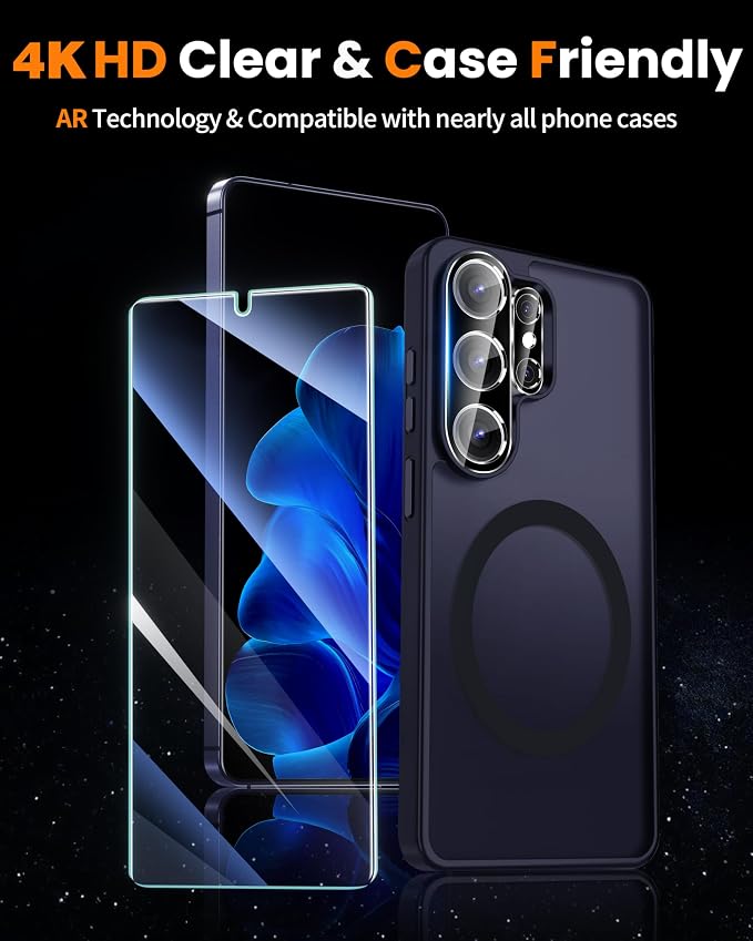 letosan 3 Pack for Samsung Galaxy S26 Ultra Screen Protector Tempered Glass + 2 Sets Camera Lens Protector, Military Grade Shatterproof, 9H+ Hardness, Auto Alignment Frame 6.9 Inch - Image 6