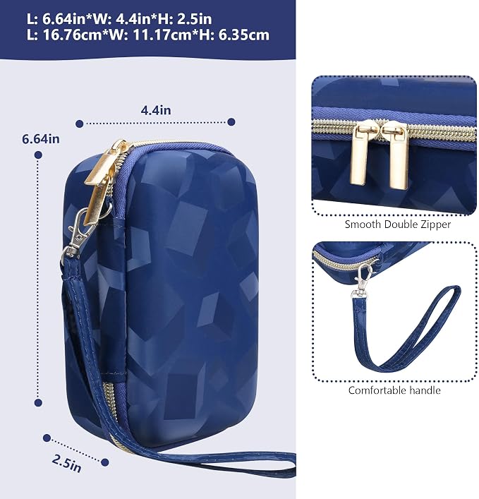 Carrying Case Compatible with Instax Mini EVO Instant Camera, INSTAX MINI EVO Camera Storage Holder Travel Bag with Mesh Pocket for Photos, USB Cables, Film, Blue - Image 3