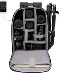 CADeN Camera Backpack Bag with Laptop Compartment 15.6" for DSLR/SLR Mirrorless Camera Waterproof, Camera Case Compatible for Sony Canon Nikon Camera and Lens Tripod Accessories Black by CADeN