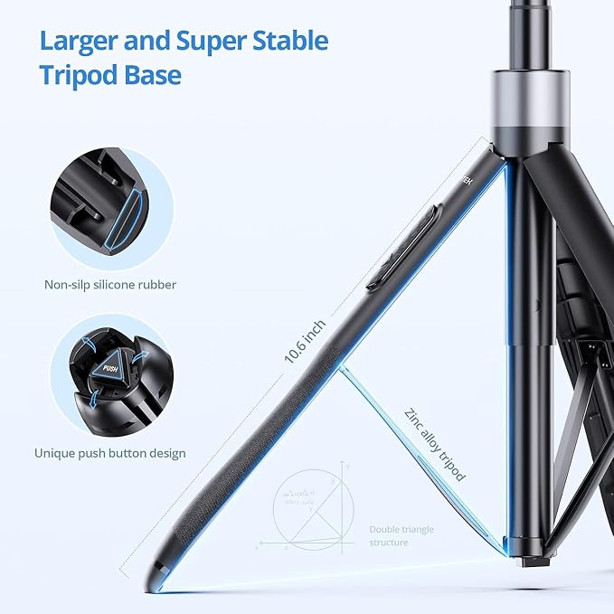 ATUMTEK 60" Selfie Stick Tripod, All in One Extendable Phone Tripod Stand with Bluetooth Remote 360° Rotation for iPhone and Android Phone Selfies, Video Recording, Vlogging, Live Streaming, Black - Image 5