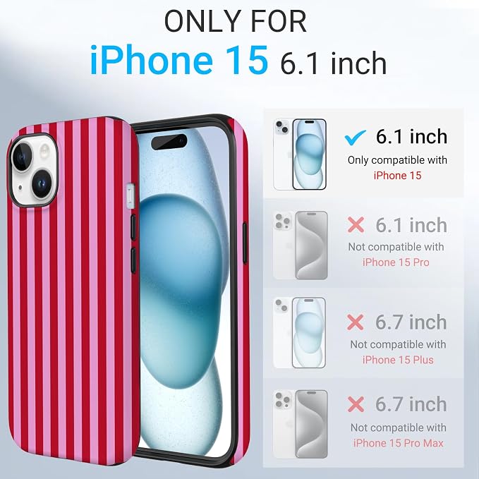 TPU Phone Case for iPhone 15, MagSafe Wireless Charging Compatible, Shockproof Slim Fit Protective Cover with Anti-Yellowing & Raised Camera Protection (Stripes 4, iPhone 15) - Image 2