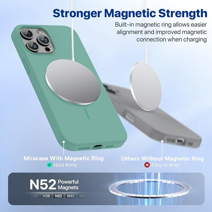 Miracase Silicone & Magnetic for iPhone 12 Pro Max Case, Midnight Green | Compatible with MagSafe, Soft Microfiber Lining, Premium Silicone Case Shockproof Drop Protection Phone Case for 12 Pro Max - Image 7