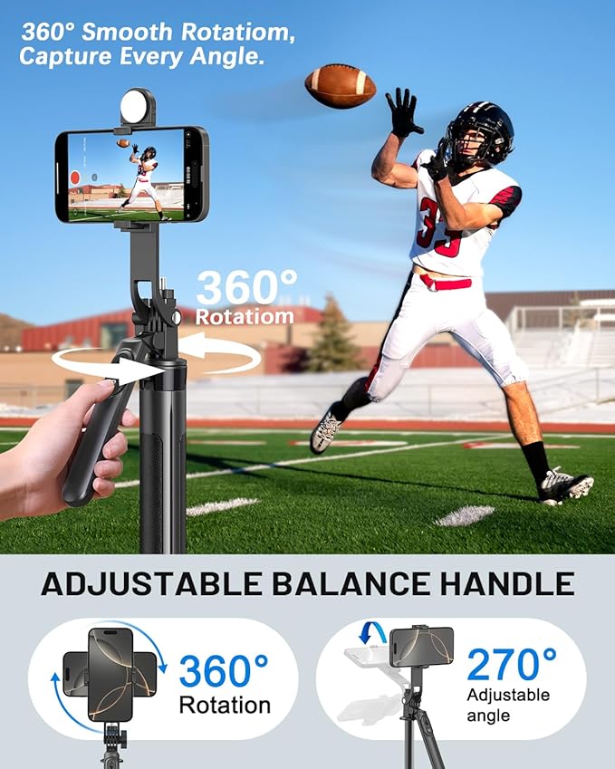 Yeaki Vlogging Kit for iPhone/Android, 71" Selfie Stick Tripod for iPhone with Light, Wireless Remote & Microphone, Adjustable Phone Tripod for TikTok/YouTube Starter Content Creator Essentials Kit - Image 5
