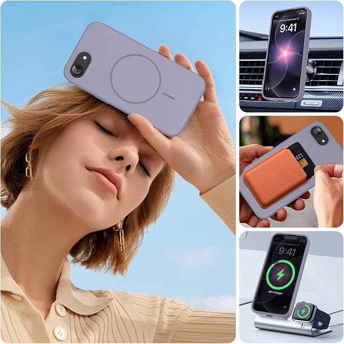 miracase Magnetic for iPhone 17e Case & iPhone 16e Case, [Soft Anti-Scratch Microfiber Lining], Compatible with MagSafe, Silicone Shockproof Protection Phone Case for iPhone 17e/16e, Lavender Gray - Image 7