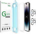 amFilm 2 Pack Tempered Glass Screen Protector + Camera Lens Protector for iPhone 14 Pro Max 6.7 Inch. Easy OneTouch Installation, Auto-Alignment, Bubble Free, Case Friendly, Anti-Scratch by amFilm