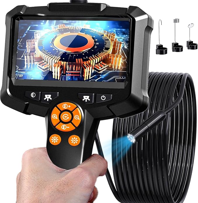 Daxiongmao Borescope 1080P Industrial Endoscope Inspection Camera | Mechanical Tool for Automotive, HVAC, Plumbing, 4.3" IPS Screen, IP67 Waterproof & 16.5ft Semi-Rigid Flexible Snake Probe by Daxiongmao