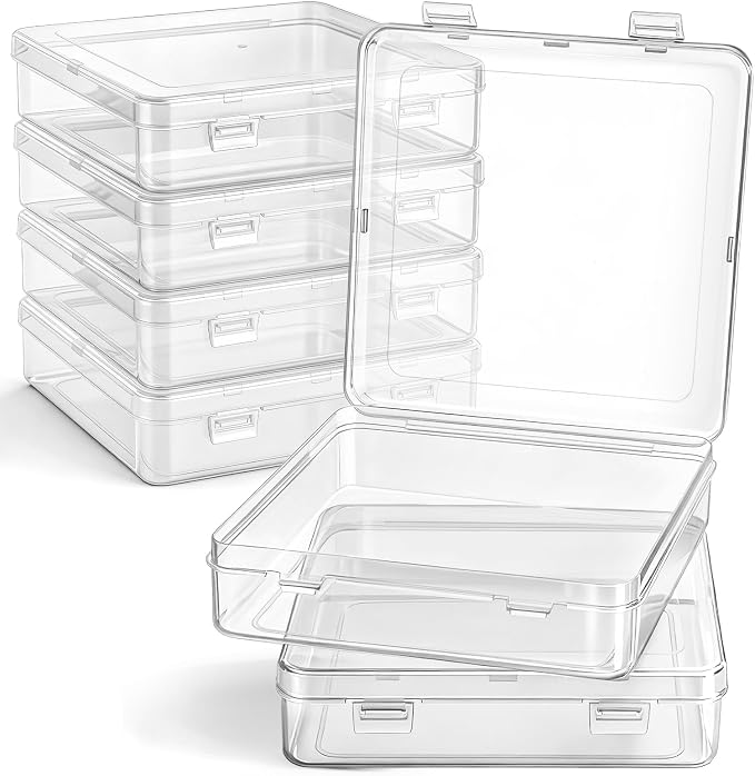 SATINIOR 12 Pack Clear Plastic Beads Storage Containers Box with Hinged Lid for Beads and More (Square,5.91 x 5.91 x 1.5 Inch) - Image 8