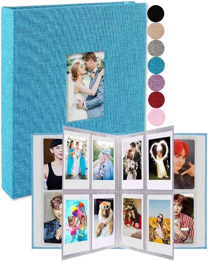 GPIRAL Mini Photo Album 208 Vertical Photos - Polaroid Photo Album Book Compatible with K-pop Photocards, Fujifilm Instax Mini Film 7s 8 9 11, Polaroid PIC 300, HP Sprocket, Zip Printer, Blue by GPIRAL