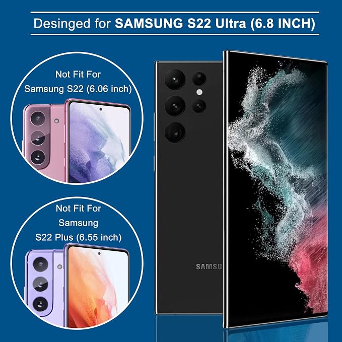 LYWHL [2+2 Pack for Samsung S22 Ultra Matte Privacy Screen Protector [Support Fingerprint ID] Anti-Spy Anti-Glare Full Adhesive Flexible Film + Camera Lens Glass Protector for Galaxy S22 Ultra 6.8” - Image 2