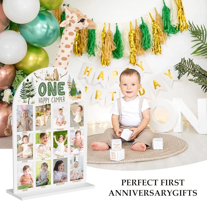 My First Year Photo Board Baby Milestone Signs One Year of Baby Photo Board, Best Babies Keepsake 10x14 Inches Acrylic Sign Decor Fits 2" x 3" Photo A04 - Image 3