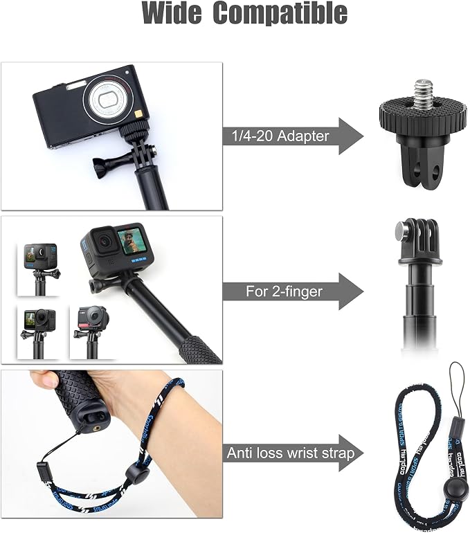 SOONSUN Waterproof Selfie Stick Long Extension Pole for GoPro Action Camera | 46in Underwater Telescoping Pole, Monopod & Hand Grip for GoPro Hero 13 12 11 10 9, Mission, MAX, Insta360 & DJI Osmo Action - Image 4