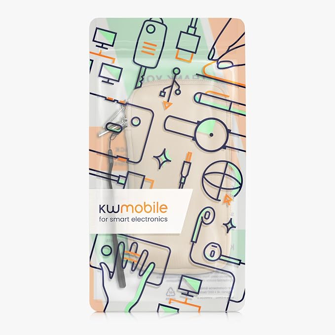 kwmobile Universal Phone Pouch Size XXL - 7" - Neoprene Smartphone Pouch with Zip - Water-Repellent Mobile Phone Case - Sleeve in Cream - Image 7