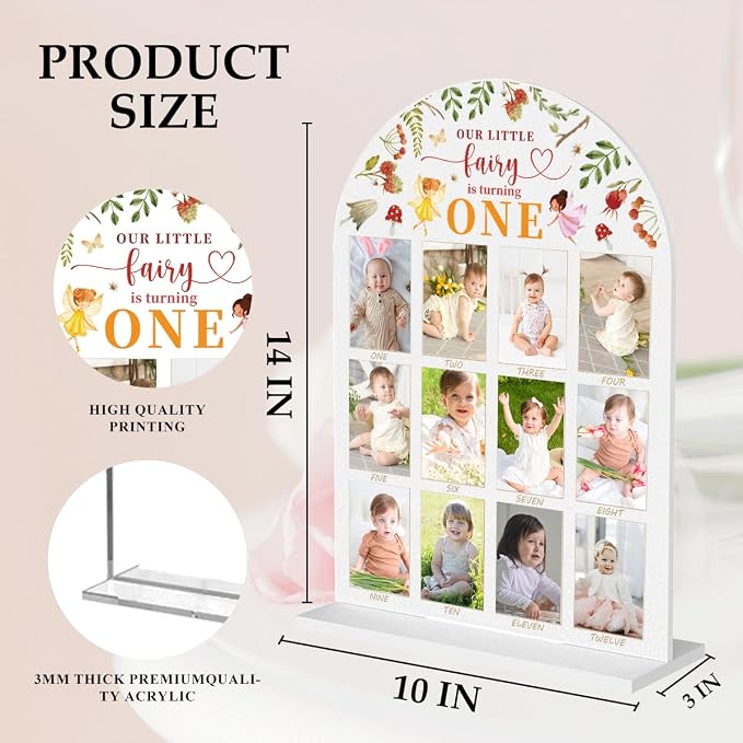 My First Year Photo Board Baby Milestone Signs One Year of Baby Photo Board, Best Babies Keepsake 10x14 Inches Acrylic Sign Decor Fits 2" x 3" Photo A17 - Image 2
