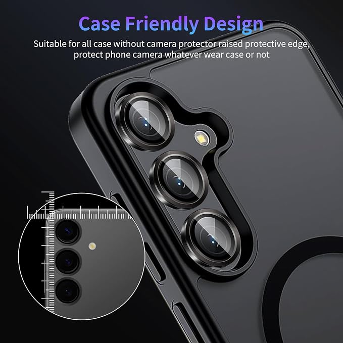 Camera Lens Protector for Samsung Galaxy S24 Plus,1 Pack | Tempered Metal Glass Camera Cover Film,HD Clear,Anti-Scratch Lens Screen Protector Film,Case Friendly,Black Titanium - Image 7