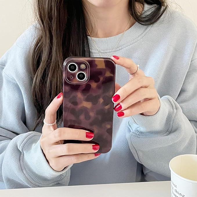 Cute Phone Case for iPhone 13 Pro Case Cheetah Leopard Print | Amber Tortoiseshell Pattern,Full Camera Protective,Slim Shockproof TPU,Aesthetic Girly Glossy Cover for Women Men-Brown - Image 5