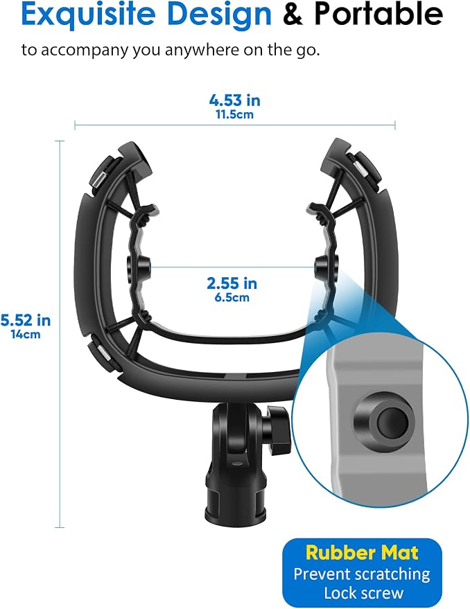 Yeti Nano Shock Mount with Pop Filter, Custom Built for Blue Yeti Nano Mic | Anti-Vibration Suspension Shock Mount Holder Clip Compatible with Blue Yeti Nano Microphones - Image 7