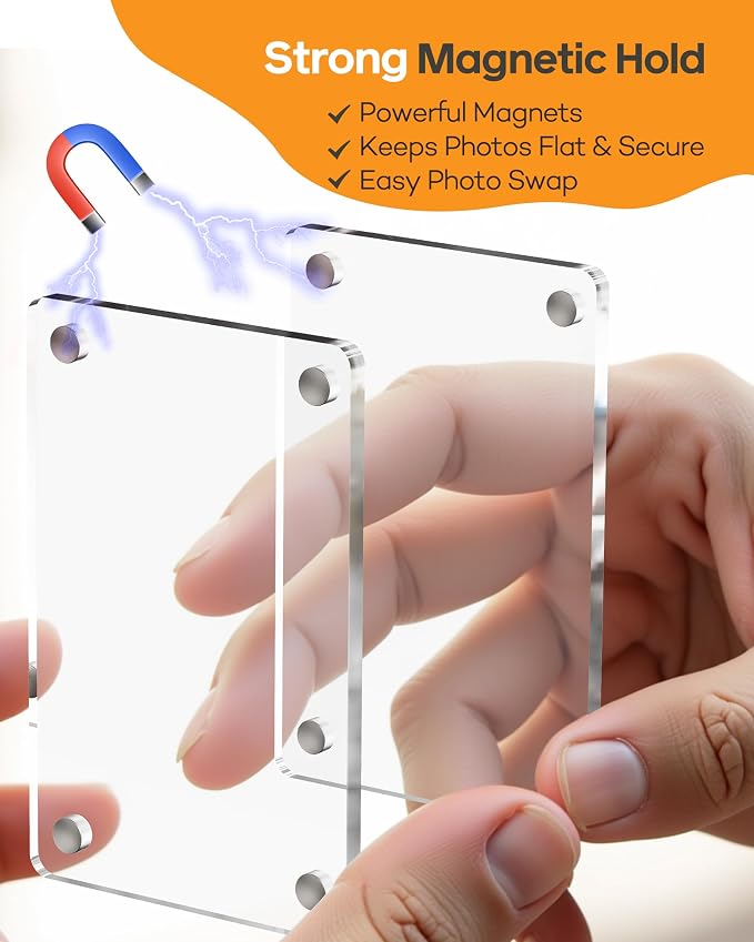2Pcs Car Picture Holder for Sun Visor – Magnetic 2.4"x3.5" Car Visor Photo Clip, Horizontal & Vertical Photo Display, Wallet-Size Clear Acrylic Car Picture Frame Automotive Accessories for Polaroid Go and Instax Mini,Gifts for Valentine's Day - Image 4