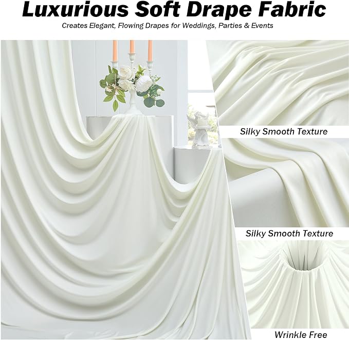 60x12 ft Ivory Backdrop Curtains for Weddings Parties, Birthdays and Photos | 12 Panels 5x12 ft, Wrinkle-Free Polyester Drapes, Washable, Ironable, 4 in Rod Pocket for Baby Showers Photography Background - Image 4