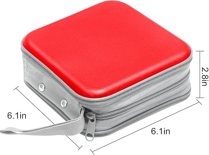Siveit CD/DVD Cases 40 Capacity Disc Storage Binder for Car(Red) | Holders Wallet Hard Plastic CD/DVD Case for Car Home Office Travel - Image 6