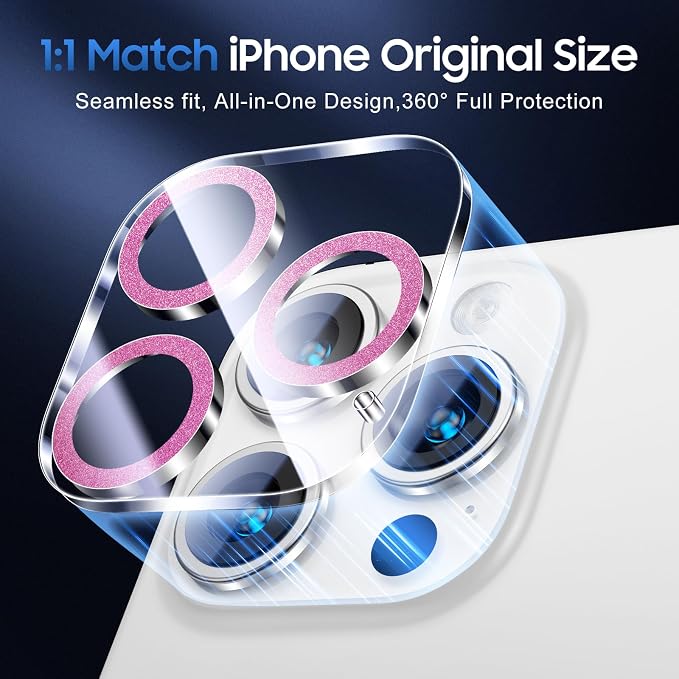 UniqueMe for iPhone 15 Pro/15 Pro Max Camera Lens Protector-Bright Purple | 3 Pack-Drop Protection, Case Friendly, 9H Tempered Glass, Camera Cover Screen, Update New Version - Image 5