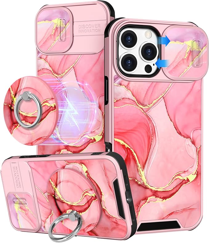 Buleens for iPhone 16 Pro Case 6.3 Inch - with Ring Stand & Camera Cover Aesthetic Cute Designed for Women Girls Pretty Girly Fashion Teens Phone Case for iPhone 16 Pro Compatible with Magsafe by Buleens