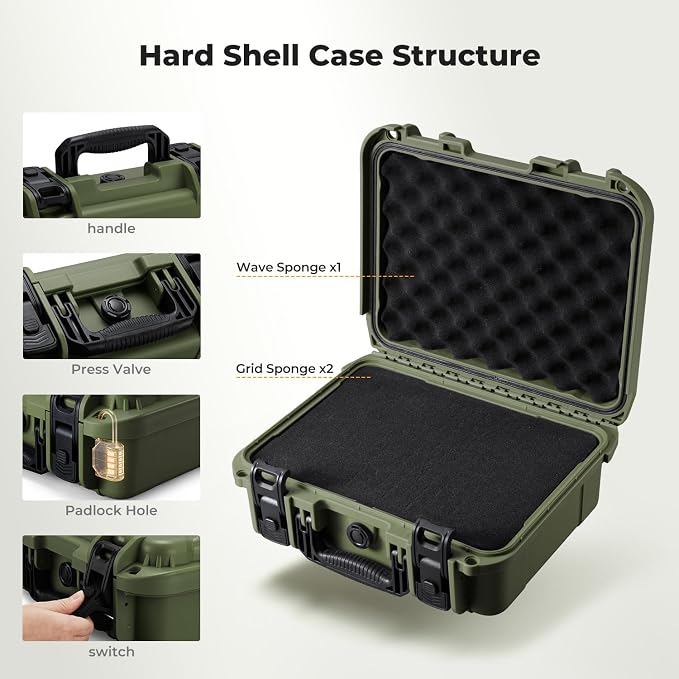K&F CONCEPT Waterproof Hard Case, IP67 Protective Case with Pre-Scored Foam | Pick & Pluck Foam, Waterproof, Dustproof, Shockproof, HardShell Case for Camera & DJI Drone & Equipment Storage, BC01 - Image 3