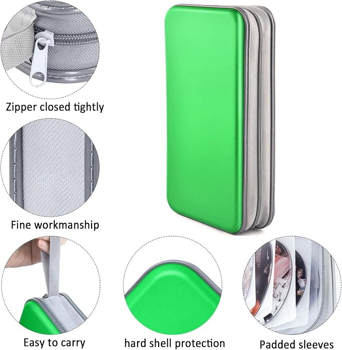 96‑Capacity Hard Plastic CD/DVD Binder for Car, Home & Travel | Zipper‑DVD Organizer, Scratch‑Resistant Sleeves Shield Discs From Dust & Damp; Stores Music, Video, Gaming & Blu‑ray Discs - Image 2