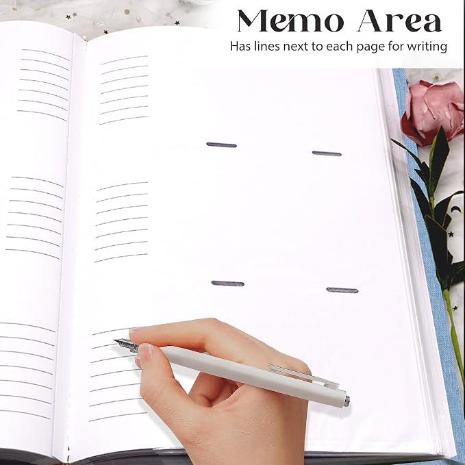 Holoary Photo Album 4x6 300 Photos, 300 Pockets 4”x6” Picture Album, Linen Fabric Cover Big Picture Book for Photos with Writing Area, 4x6 Photo Albums for Family Weddings Travel Memories(Blue) - Image 6