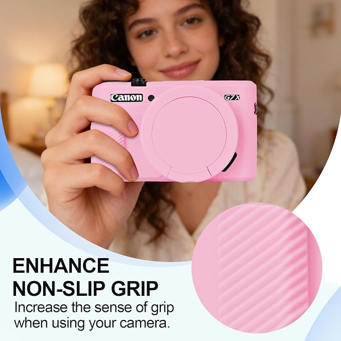 Case with Removable Lens Cover for Canon G7X Mark II/G7XII Camera(Pink) | Soft Silicone Camera Protective Case,Slim Fit,Anti-Scratch,Dustproof,Shockproof,Camera Accessories,For Travel,Daily Use - Image 4