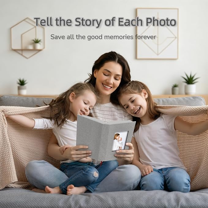 Popotop Photo Album 4x6-300 Photos Linen Cover Photo Books with 300 Horizontal Pockets,Slip-in Picture Albums for Family Wedding Anniversary Baby Vacation Pictures Gray - Image 6
