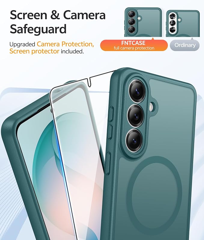 FNTCASE for Samsung Galaxy S26 Case, Fit for Magsafe, with Screen Protector | Full Camera Protection, Translucent Matte, 14FT Military Grade Drop Proof, Shockproof Protective Phone Cover, Sagebrush Green - Image 4
