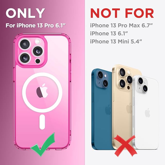 CAPRARO for iPhone 13 Pro Case, Compatible with MagSafe | Upgraded [Full Camera Protection] Shockproof Protective Slim Translucent Matte Magnetic Phone Case 6.1'', Clear Neon - Image 2