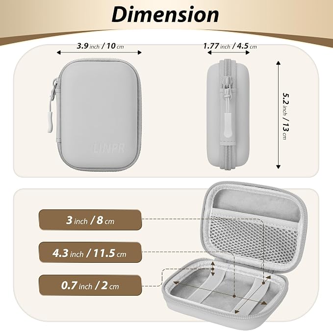 Digital Camera Case for KODAK PIXPRO FZ55/FZ45, Case Only, Matte Gray | Fits CAMKORY DC403 and Canon PowerShot ELPH 360 HS Compact Digital Cameras, Small Hard Shell Camera Pouch with Mesh Pocket - Image 2