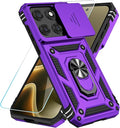 SunStory Compatible with Motorola Moto Edge 2026 Case with HD Screen Protector & Slide Camera Cover & Rotated Ring Kickstand, [Military-Grade] Phone Case for Moto Edge 2026,Purple by SunStory