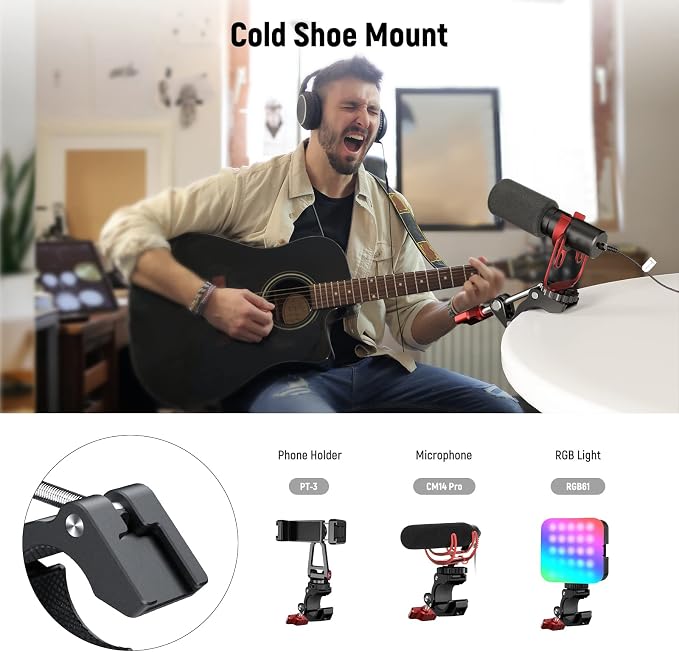 NEEWER Super Clamp with Cold Shoe & 1/4 Inch 3/8 Inch Thread Holes, ST81 | Max. Load 4 Kg, Crab Shaped Camera Tripod Holder, for Most Photo Accessories, Compatible with SmallRig Magic Arm, Red - Image 3