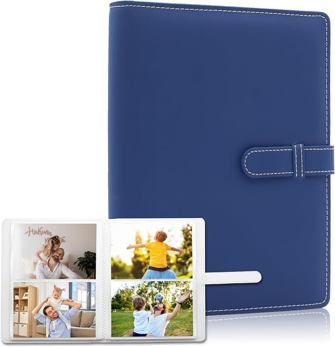 Small Photo Album 4x6 with 152 Pockets Mini Picture Book Leather Cover Portable Wallet Photo Storage for Family Graduation Wedding Travel Gift (Dark Blue) by Ablus